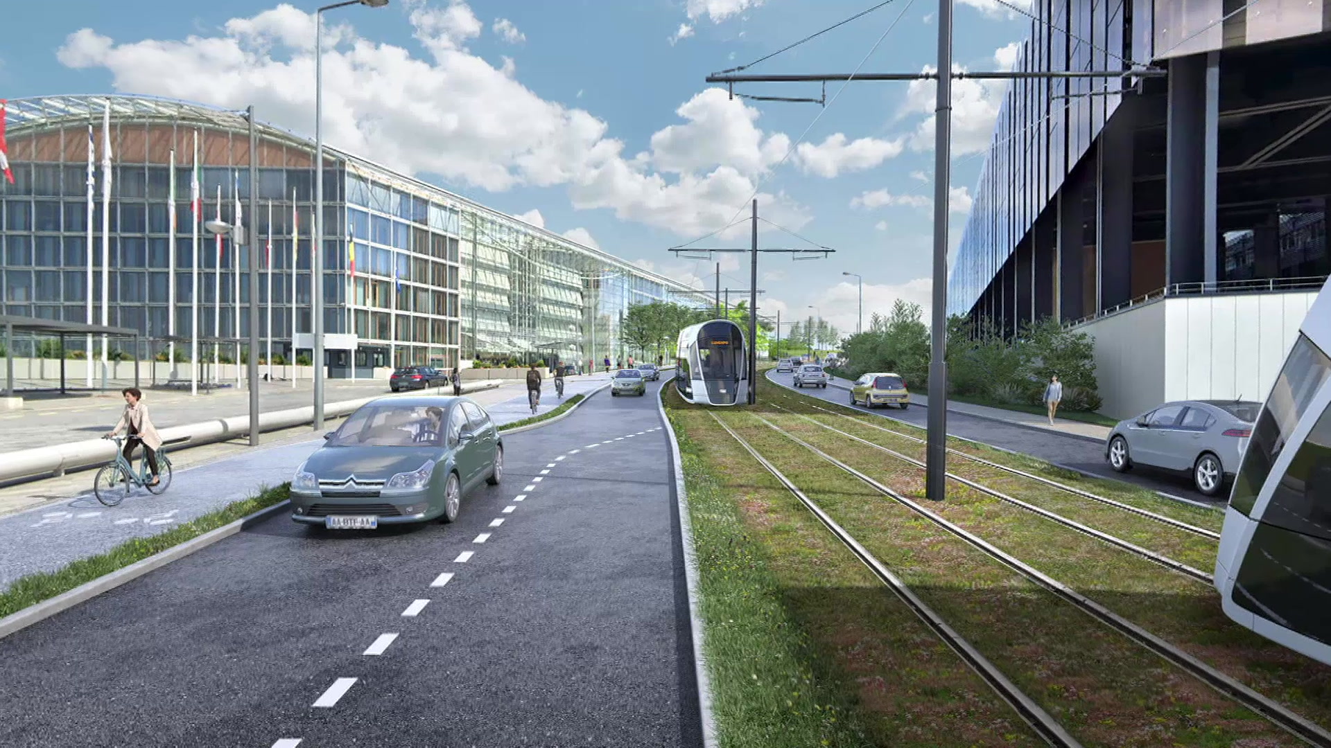 Ausbau vum Tram um Kierchbierg : Gréisser Aarbechten am Summer um Boulevard Adenauer