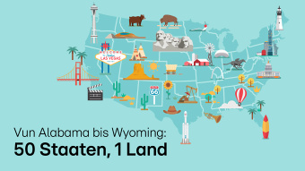 Vun Alabama bis Wyoming: 50 Staaten, 1 Land.